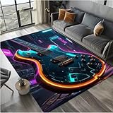 Alfombra con diseño de Calavera y Guitarra eléctrica, Estilo Guitarra clásica, Antideslizante, para el hogar, 120 x 180 cm