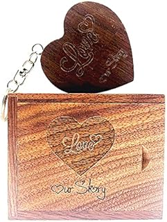 LXSINO 32GB USB 3.0 Flash Drive Glass Drift Bottle with Wood Box, USB Stick, Pendrive for Wedding,Family