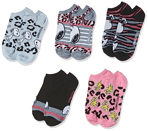 Peanuts Womens No-Show Novelty Socks Snoopy and Charlie Brown Socks for Girls Pack of 5