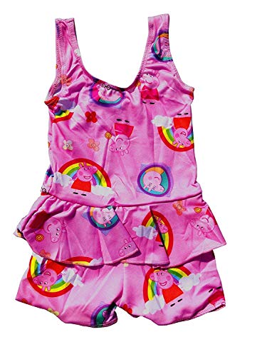 Image of One Piece Girl's Synthetic Digital Printed Swimming Costume in Frock Style.