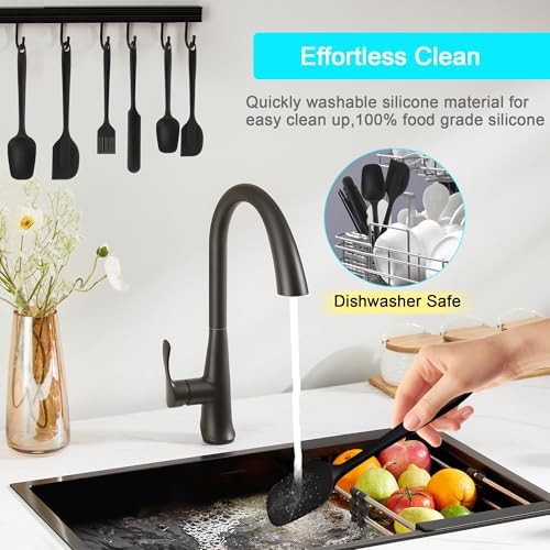 Silicone Spatula Set 6 Pack Food Grade Kitchen Utensils with Silicone Brush — view 6
