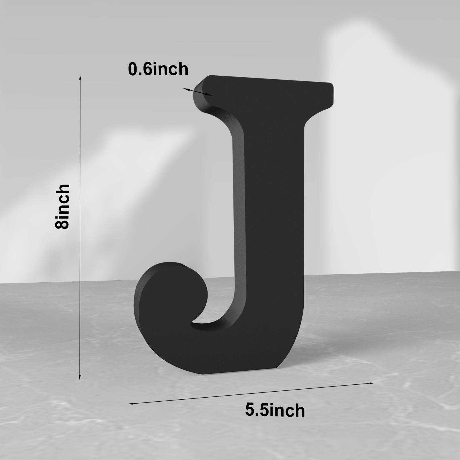 Aruatu 8 Inch Black Wood Letters Unfinished Wood Letter for Wall Decor Decorative Standing Letter Large Letters for wall Decoration for Craft Home Party Projects (J) - Image 2