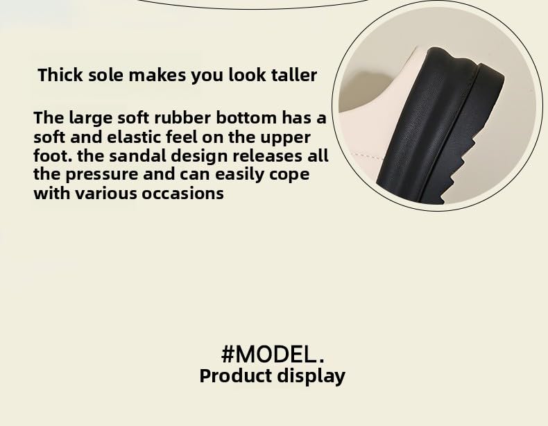 Fashion/Intellectuality/Trend/Modernity,2025 summer new muffin thick-bottomed metal buckle one-word drag Korean version of beach slippers women's summer large-size cool slippers3