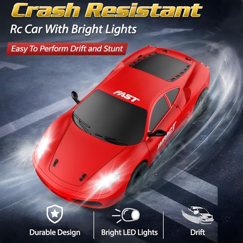Image of Remote Control Car RC Drift Car 2.4GHz 1:24 Scale 4WD 15KM /H High Speed Model Vehicle with LED Lights Drifting Tire Racing Sport Toy Car for Adults Boys Girls Kids Gift