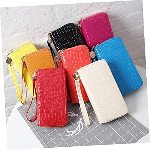 VOSAREA Portable PU Patent Leather Long Zipper Wallet for Women Large Capacity Black Purse with Dual Zippers Durable and Secure Cash Card Coin Holder Stylish and Practical Design4