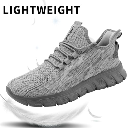 Women's Running Shoes Walking Tennis Gym Workout Slip on Athletic Fashion Sneakers Lightweight Breathable Sport Jogging Hiking Casual Shoe Gray Size 8.54