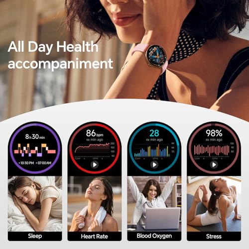 Image of Smart Watch for Women,1.57 inch Touch Screen Smartwatch for iPhone& Samsung& Android,Answer /Make Call,Fitness Tracker with Heart Rate /SpO2 /Sleep Monitor,IP68 Waterproof,110+ Sports Mode,2 Bands