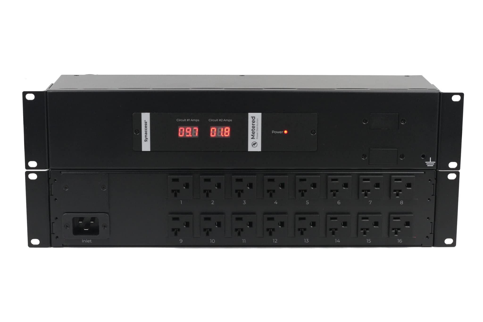 Synaccess MP-2001E Metered PDU (Non-Switched)- 2U Rack Mount 20A, 16 Outlet NEMA5-20R with Accurate Current RMS