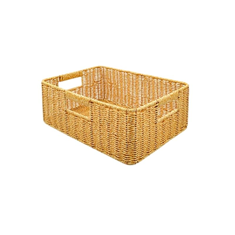 Cesta de almacenamiento de ratán sintético, cesta de almacenamiento, cesta organizadora tejida para dormitorio, cocina, hogar, baño, mesa de café (estilo D)