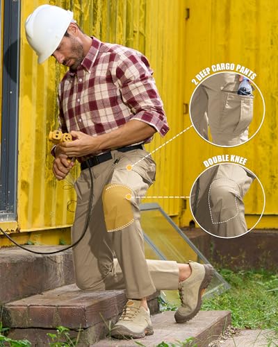 MOURCE Mens Tactical Pants, Water Resistant Ripstop Stretch Cargo Work Pants, Lightweight Outdoor Hiking Pants (No Belt)4