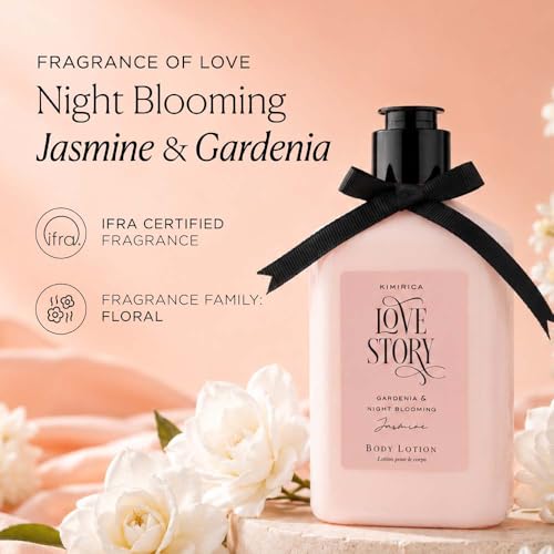 Image of Kimirica Love Story Moisturizing Body Lotion |Gardenia and Night Blooming Jasmine | 270ml | Daily Moisturizer for All Skin Types |100% Vegan and Paraben Free