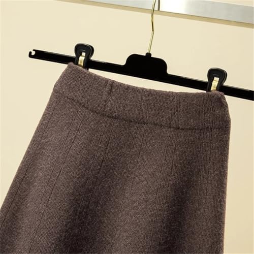 Women Y2k Casual Long Skirt Fall Winter Elastic High Waisted A-Line Casual Female Street Skirts Khaki One Size2