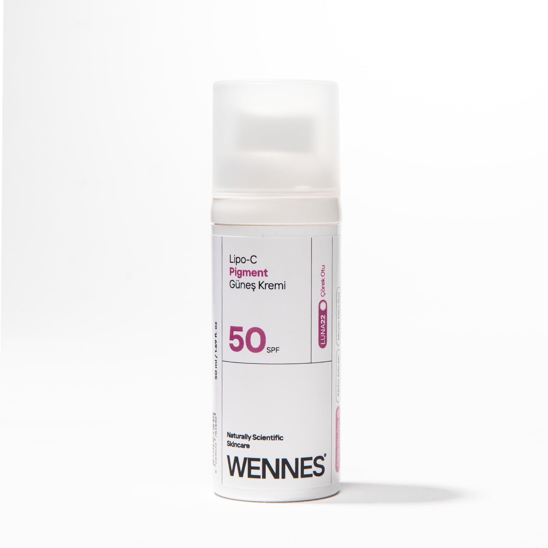 Lipo-C Pigment Güneş Kremi SPF50+ | Leke Karşıtı, Cilt Tonu Eşitleyici Yüksek Koruma, B5 + Çörek Otu Luna22