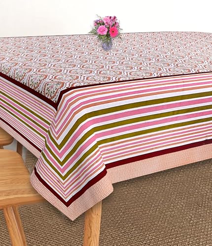 Image of Texstylers Table Cloth | Table Cloth for 6 Seater Dining Table| Dining Table Cover 6 Seater | Table Cover 6 Seater | Dining Table Cover | Rectangle, Cotton,150 cm X 225 cm (Peach)