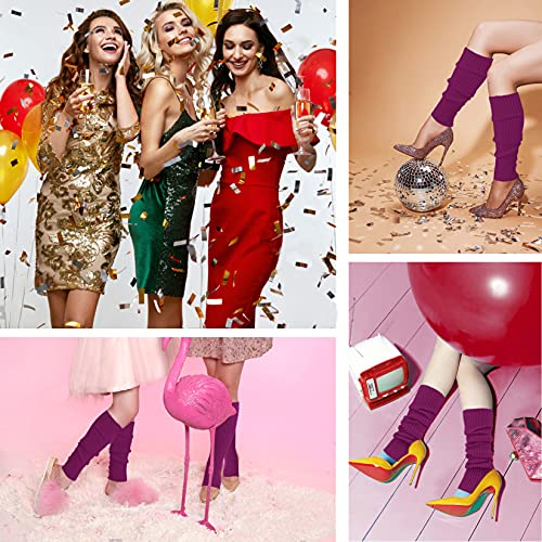 Image of v28 Women Warm Leg Warmers 80s Retro Party Costume Knit Ballet Neon Long Socks