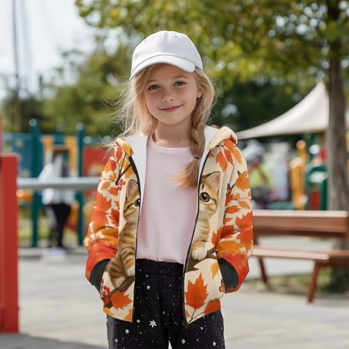 Sweatshirts for Teen Girls Zip Up Hoodie for Kids Toddler Jackets for Girls Thermal Clothes with Pockets Winter 6-163