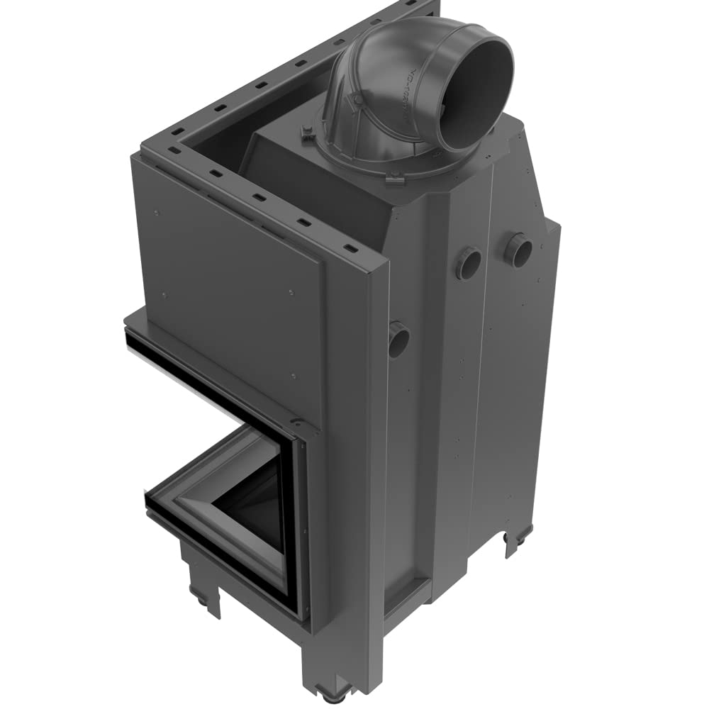 KRATKI Inserto per camino in acciaio a legna MBZ 13 kW Ø200 destro A+ 81 | Acciaio nero, efficienza 81%, classe A+. Ecodesign, BImSchV 2, Kratki PRO; per recupero calore.; combustione efficiente