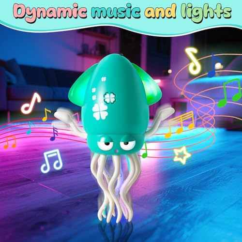 Pieuvre dansante et rampante jaune avec capteur d'évitement d'obstacles et musique USB - 4