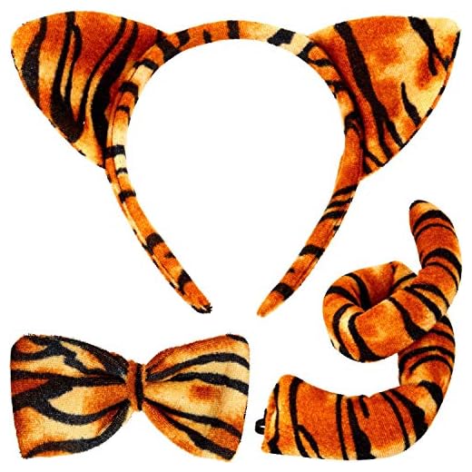 Longsing Diadema de Tigre Conjunto de Disfraces de Animales Disfraz de Tigre para Niños para Fiesta de Halloween Accesorio