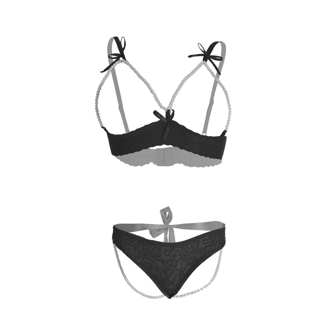 shamelace Seductive Lace & Pearl Open Bra and Panty Set Red & Purple Combo for Honeymoon & Special Nights Free Size-picture-56