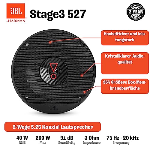 JBL Stage3 527 2-Wege Auto Lautsprecher Set von JBL - 200 Watt KFZ Autolautsprecher Boxen 13 cm – Bild 4