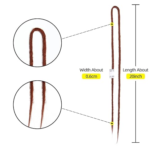 Miniatura 2 de Extensiones de rastas de doble extremo de 20 pulgadas, 15 hebras de extensiones sintéticas hechas a mano para trenzar de temor (20 pulgadas, rojo