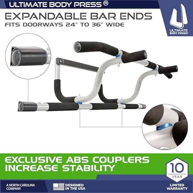 Ultimate Body Press XL Doorway Pull Up Bar with Elevated Bar & Adjustable Width