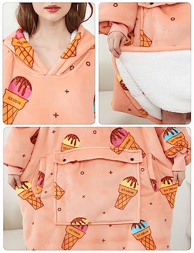 Image of KFUBUO Wearable Blanket Hoodie for Adults Sherpa All Patterns Oversized Sweatshirt Blanket with Pocket