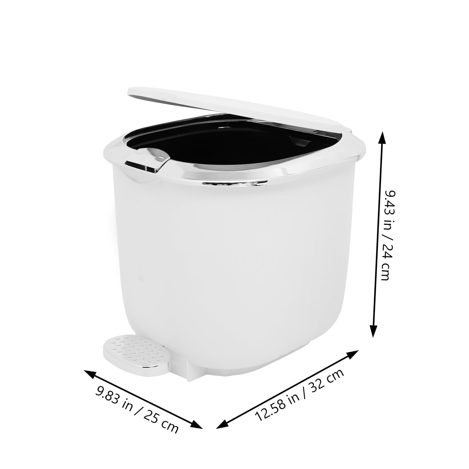 Fußpedal Mülleimer mit Deckel 10l aus Kunststoff, Weiß