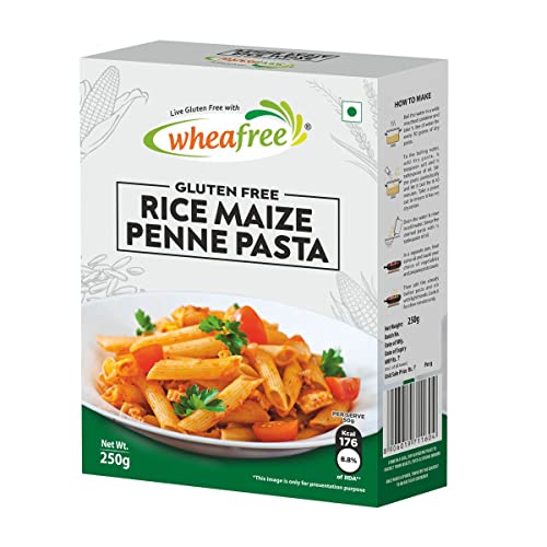 Image of Wheafree Gluten Free Rice Maize Penne Pasta - Pack of 2 (250g Each) | No Trans Fat | No Cholesterol | Easy to Cook