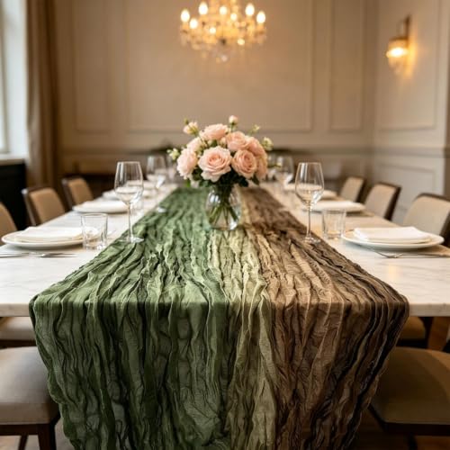 70.8x35.4'' Gradient Green Cheesecloth Table Runner, Gauze Table Cloth - image 5