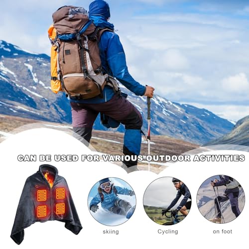 Châle chauffant USB portable et couverture électrique zippée d'hiver - 3