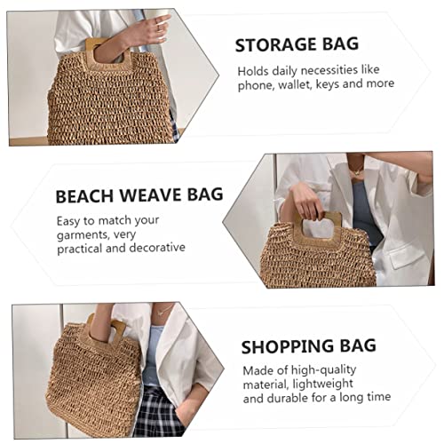 1pc Large Capacity Beach Weave Bag Versatile Shopping Storage Handbag for Beach Parties and Everyday Use for Summer Outings and2