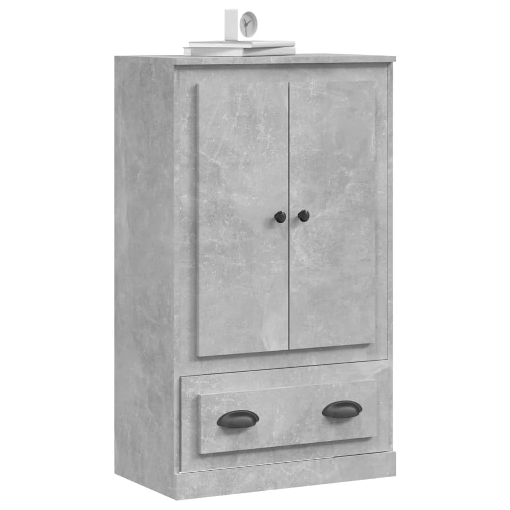 Générique Bufet wysoki szary beton 60 x 35,5 x 103,5 cm drewno inżynieryjne, minimalistyczna szafka do przechowywania, wysoki mebel z dużą przestrzenią do przechowywania do salonu lub przedpokoju