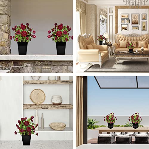 Luxsego Roses Artificial Flowers, Fake Silk Flowers With Pot, Realistic Faux Rose For Home Wedding Office Party Decor, 2023 Gifts For Her Or Birthday, Mothers Day, Anniversary(16.5In, Dark Red) #TOP5