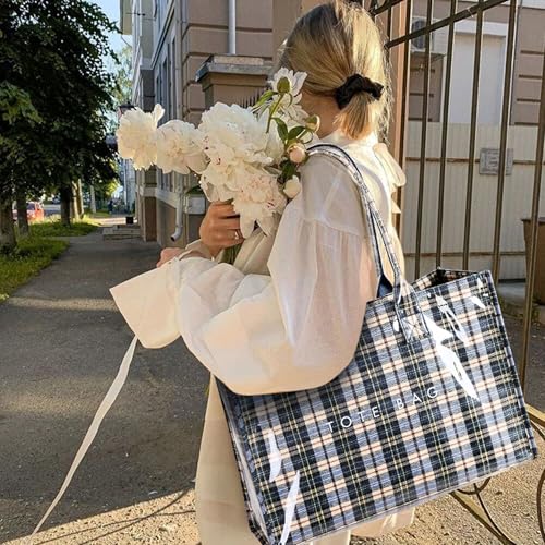 Image of KALIDI PVC Tote Bag Women's Kraft Paper Work Handbags Purses with Top Handle