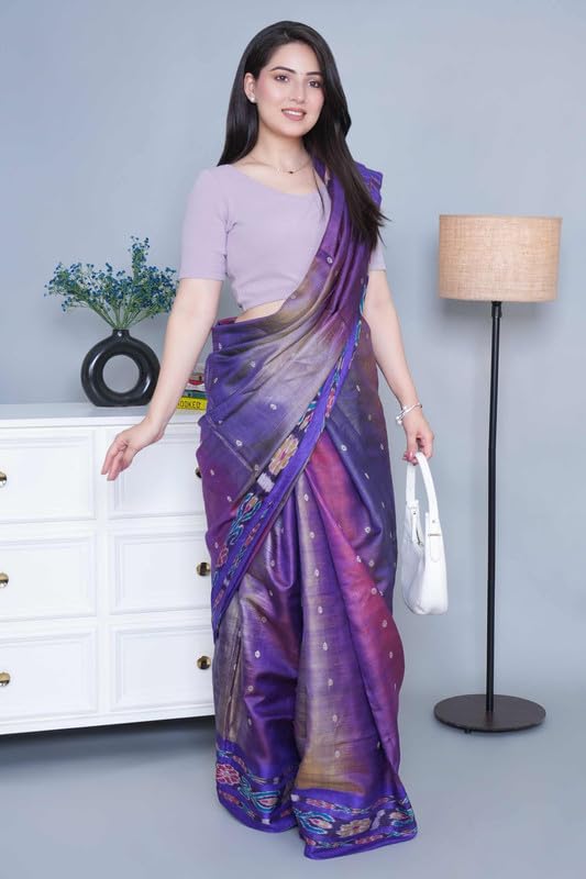 Image of Mlada V-Neck Stretchable Saree Blouse Top for Women | Slim Fit Short Sleeves Solid Cotton Blouses | Readymade Saree Blouses for Women Festive & Ethnic | Blouse Crop Top