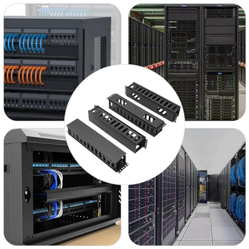 Kit 4 piezas organizador de cables para rack de servidor con 12 ranuras - 19.1" x 3" x 3.4" miniatura 5