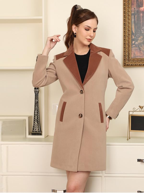 Image of PLAGG Women's Notched Lapel Long Overcoat