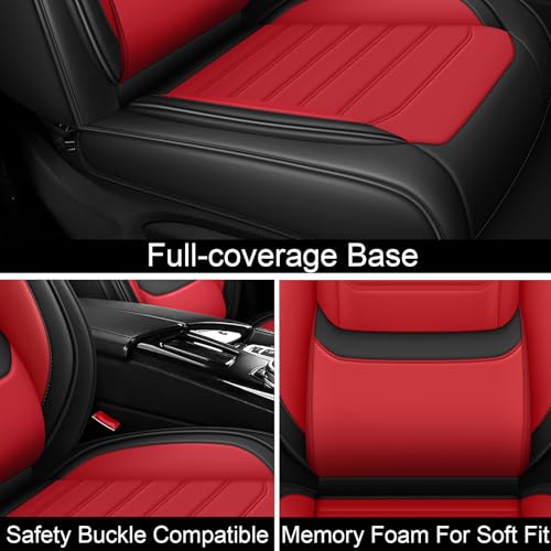 Image of Car Seat Covers Fit for Chevrolet Tahoe 1995-2025, Leather Automotive Seat Covers for Trucks, Heavy-Duty Wear Resistant Seat Protectors, Easy to Install, 2 Seats, Black Red