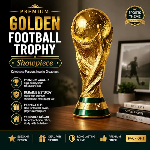 Image of FI FA Football Trophy Cup Showpiece | Soccer Championship Replica Statue for Home Decor, Office Table & Study Desk | Sports Theme Decorative Gift for Men & Boys