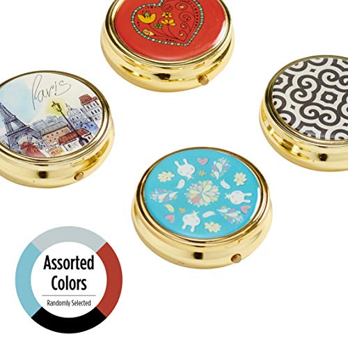 Image of EZY DOSE Fashion Daily Round, Portable On-The-Go Pocket Pharmacy, Pill Box, Organizer and Vitamin Containers, Snap Shut Lids, Perfect For Traveling, Color May Vary, BPA Free | Portable On-The-Go, Pill Box, Organizer and Vitamin Containers, Snap Shut Lids, Perfect For Traveling, BPA Free