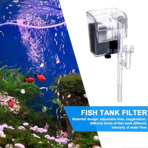 Image of VAYINATO HF-300 | 5W | 300L /Hr | Fit for Upto 2 Feet Tank Transparent Aquarium Filter Media Hang on Filter with Surface Skimmer | Adjustable Flow Control | High Efficient, Energy-Saving