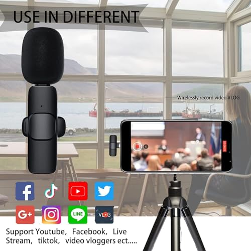 Image of New K8 Wireless Lavalier Microphone for Smartphone Clip-On Mic with Noise Reduction, 2.4GHz Mini Lapel Mic for YouTube, Vlogging, Interview, Live Streaming & Video Recording (K8 MIC)