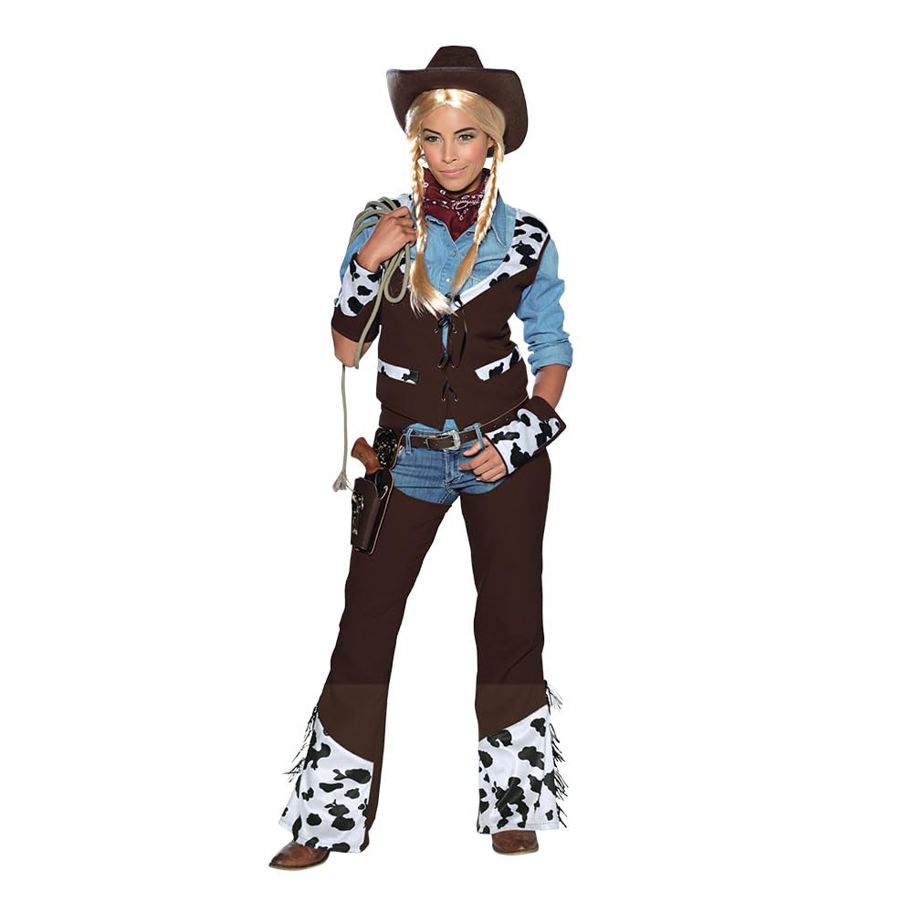 Mad Toys Cowgirl Adult or Teens Cosplay Halloween Roleplay Theme Party Profession Costumes, Small UK 8-10