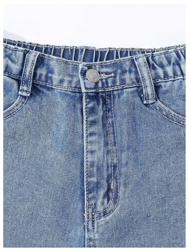 WDIRARA Girl's Bow Embroidered Baggy Jeans Elastic Wide Leg Denim Pants3
