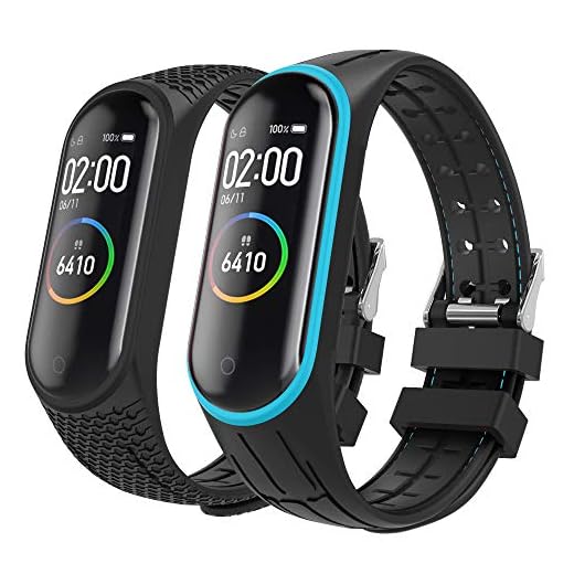 MoKo 2-PACK band kompatibelt med Xiaomi Mi Band 3/Mi Band 4, mjukt silikon utbytbart armband rem armband passar Xiaomi Mi Band 3/Mi Band 4 Smart Watch - Blå & Svart