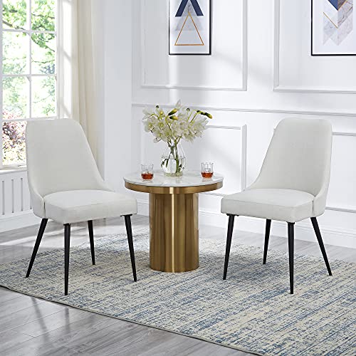 Ball & Cast Kitchen Chair Modern Upholstered Dining Chairs, Desk Chair Side Chair With Metal Legs, Ivory Set Of 2 #TOP1