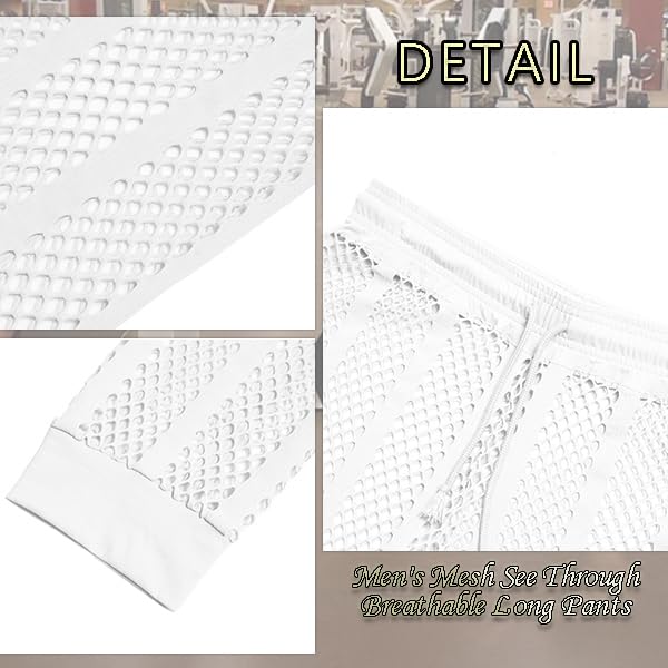 Men's Mesh See Through Pajama Breathable Long Pants Sleep Lounge Nightwear Homewear Bottoms3