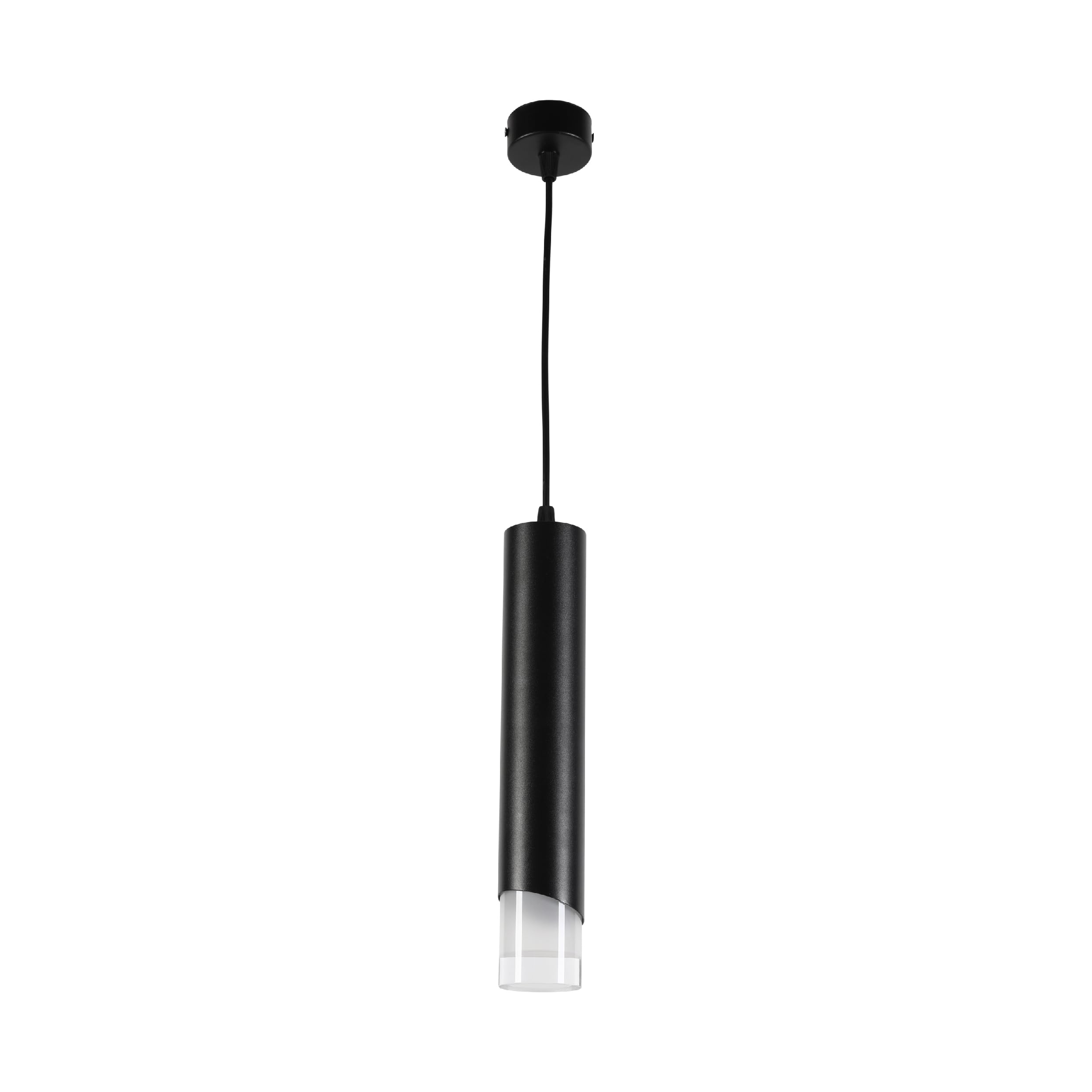 Tekled Black Myhome Modern Cylinder Pendant Downlight With Pmma Diffuser | Gu10 Compatible Lighting Fixture | For Living Rooms Dining Rooms Kitchen Islands Cafes Restaurants | (Bulb Not Included)
